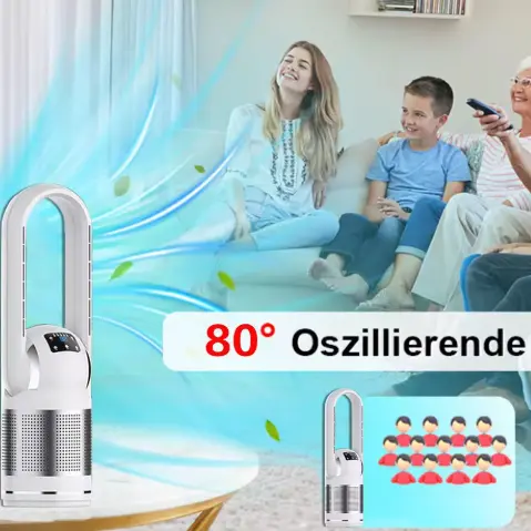 Multifunctional Smart Home HEPA Filter Air Purifier with Bladeless Heater and Cooler Fan